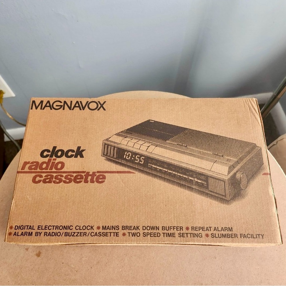 SOLD SOLD Vintage Magnavox D-7547 clock radio cassette player new in box
